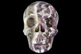 Realistic, Carved Chevron Amethyst Skull #150866-2